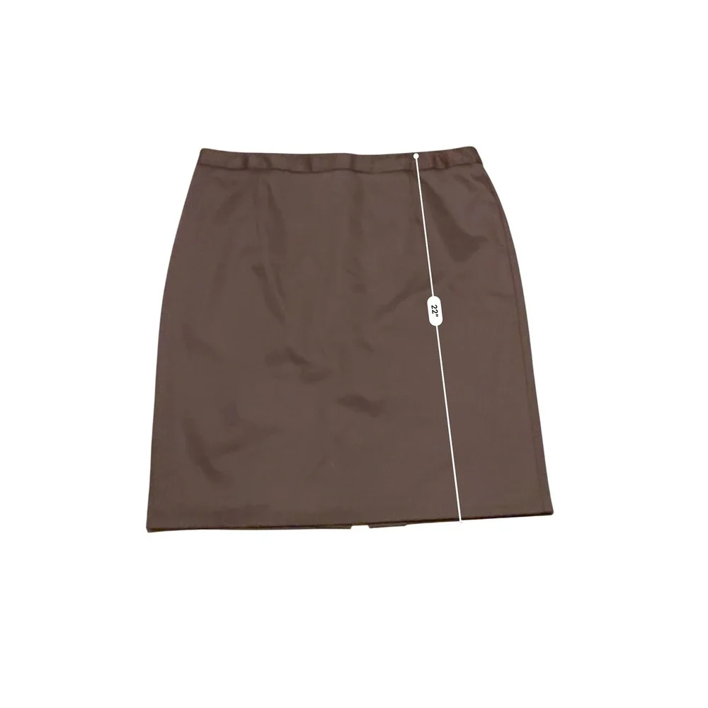 Y2K Pencil Skirt Wms 14 Brown Exposed Back Zip Stretch Career Office Library